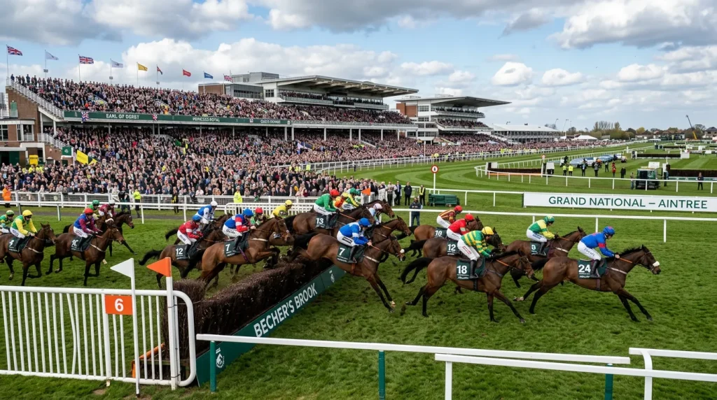 Grand National horses jumping Becher