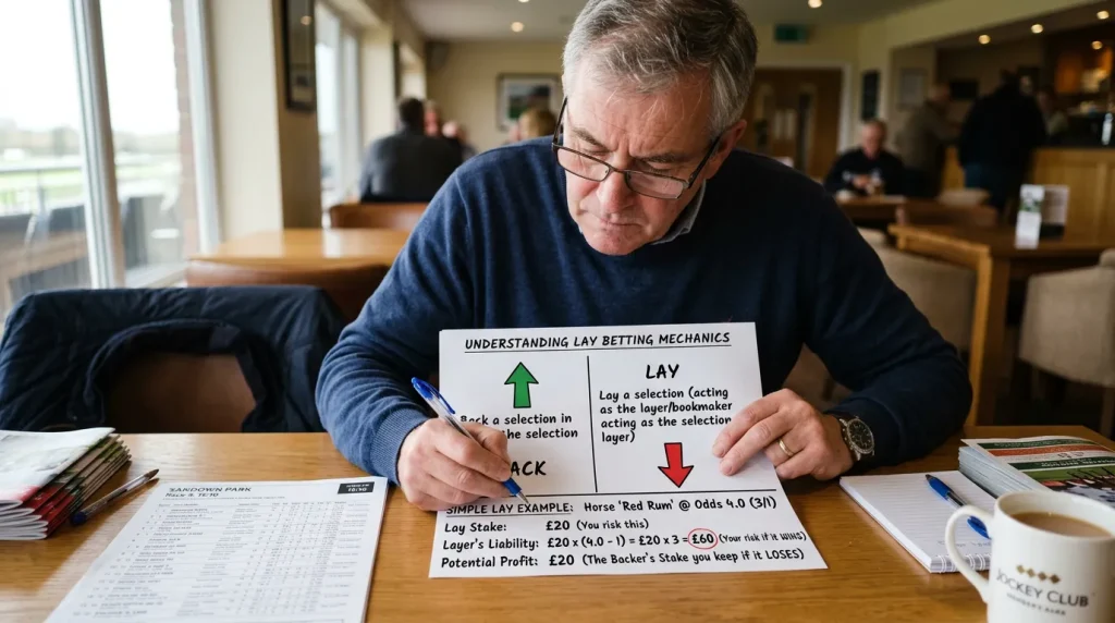 Punter studying lay betting options on a betting exchange screen showing back and lay prices side by side