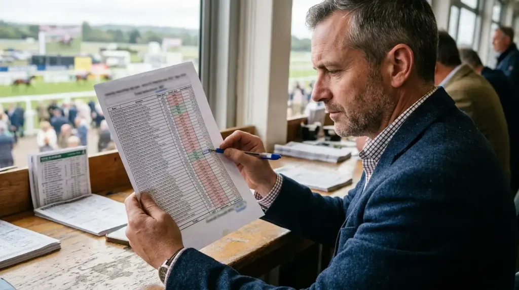 Experienced punter scrutinising a tipster